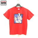 90s USA製 101匹わんちゃん One Hundred and One Dalmatians プリント 半袖Tシャツ 古着 ★ メンズ 表記Lサイズ レッド