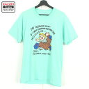 90s メッセージ プリント 半袖Tシャツ 古着 ★ メンズ Mサイズ相当 ティファニーブルー