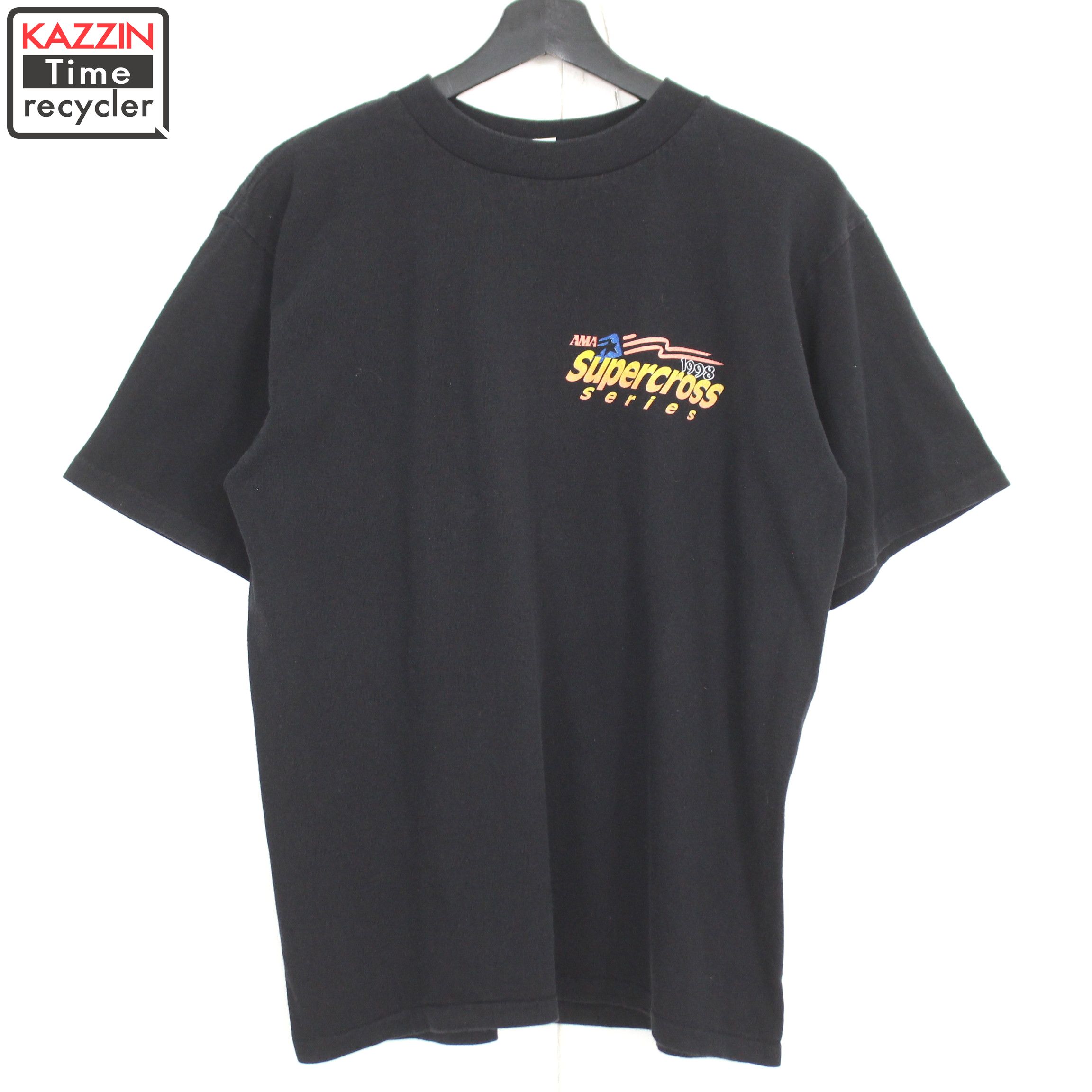 90s USA製 All Sport AMAスーパークロス モトクロス 半袖Tシャツ 古着 ★ メンズ 表記Lサイズ ブラック