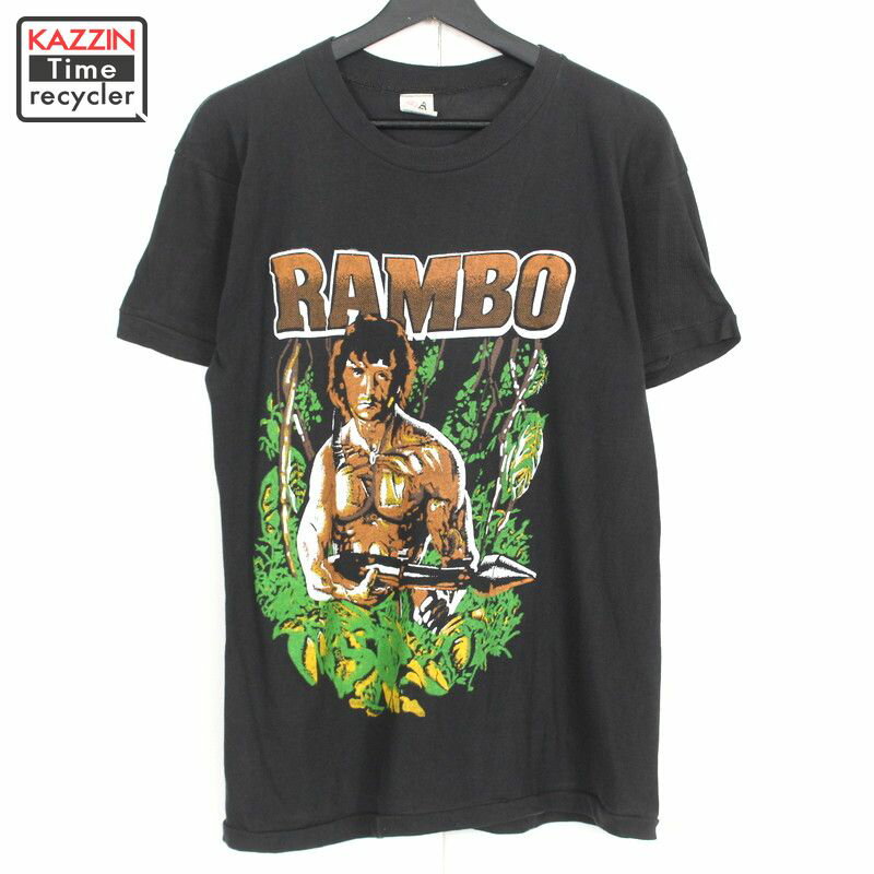 楽天Vintage古着屋 KAZZINTimerecycler80s ランボー RAMBO ムービーTシャツ 古着 ★ メンズ 表記Lサイズ ブラック