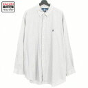 90s ラルフローレン RALPH LAUREN チェック柄 ボタンダウン 長袖シャツ 古着 ★ メンズ XL~サイズ相当 ビッグサイズ オーバーサイズ グレー(4)