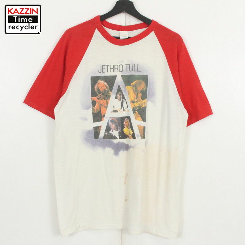 80s USA製 ジェスロ タル JETHRO TULL ラグランスリーブ バンドTシャツ 古着 ★ メンズ 表記XLサイズ ホワイト レッド