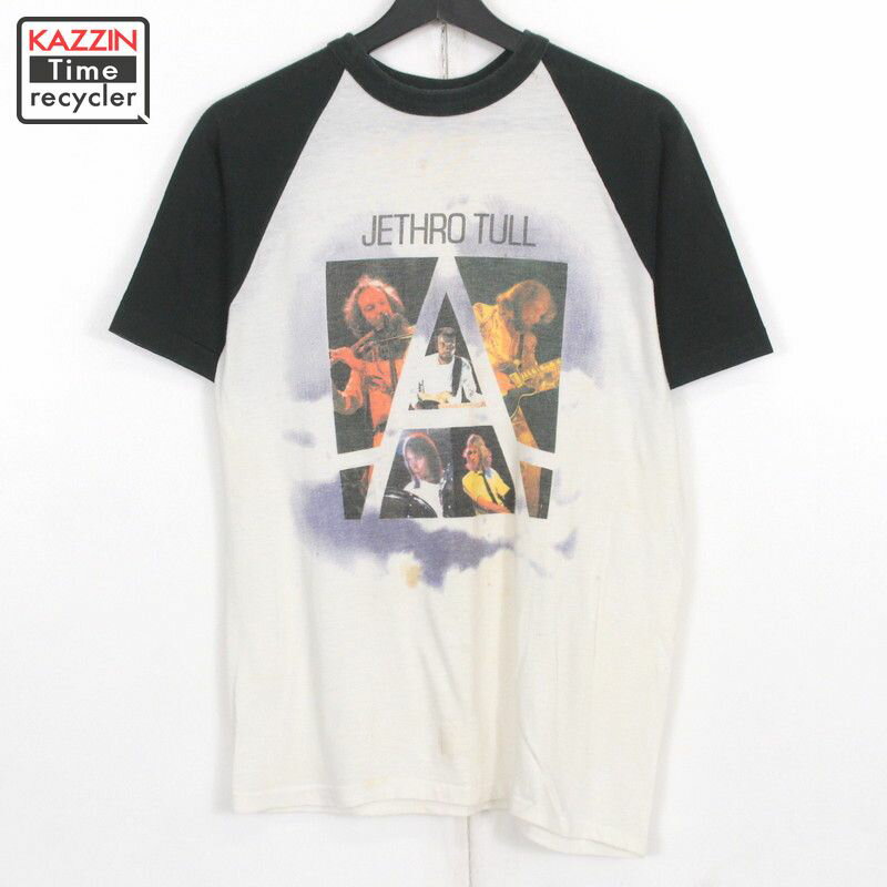 80s USA製 ジェスロ タル JETHRO TULL ラグラン バンドTシャツ 古着 ★ メンズ 表記Mサイズ ホワイト ブラック