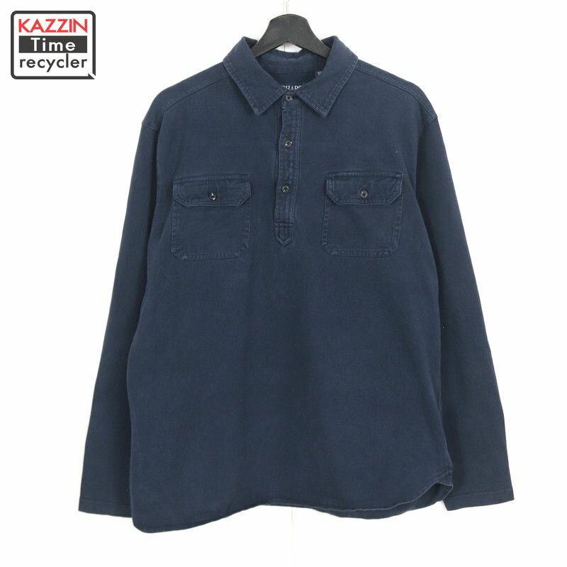 00s チャップス CHAPS プルオーバー 長袖シャツ 古着 ★ メンズ 表記Lサイズ ネイビー