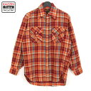 70s ヴィンテージ エディー・バウアー Eddie Bauer チェック柄 長袖シャツ 古着 ★ メンズ 表記Mサイズ オレンジ
