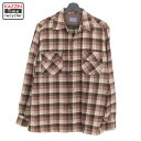 50s ヴィンテージ ペンドルトン PENDLETON チェック柄 オープンカラー ウール 長袖シャツ 古着 ★ メンズ 表記Lサイズ ブラウン