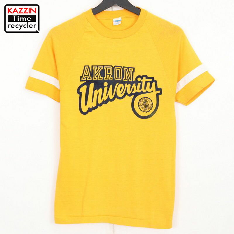 80s USA製 チャンピオン Champion カレッジ 半袖Tシャツ 古着 ★ メンズ 表記Mサイズ イエロー