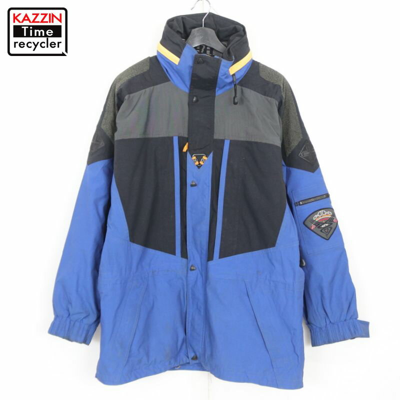 P5倍! 90s ヘリーハンセン HELLY HANSEN ヘリ—テック ウォータープルーフ ナイロンジャケット 古着 ★ メンズ 表記Mサイズ ブラック・ブルー