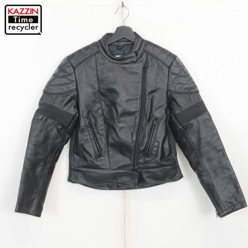 P5倍! 80s LEATHER BIKER シングルライダースジャケット 古着 ★ レディース Lサイズ相当 ブラック P5倍! 80s LEATHER BIKER シングルライダースジャケット 古着 ★ レディース Lサイズ相当 ブラック