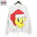 90s ワーナー WARNER BROS トゥイーティー Tweety Bird クリスマス スウェット トレーナー 古着 ★ メンズ 表記XXLサイズ グレー