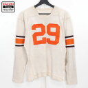 50s ヴィンテージ フットボールTシャツ 古着 ★ メンズ Lサイズ相当 ベージュ(4)