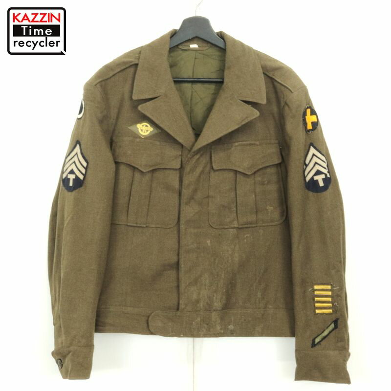 40s ヴィンテージ U.S.ARMY アイク ミリタリージャケット 古着 ★ メンズ M~Lサイズ相当 カーキ