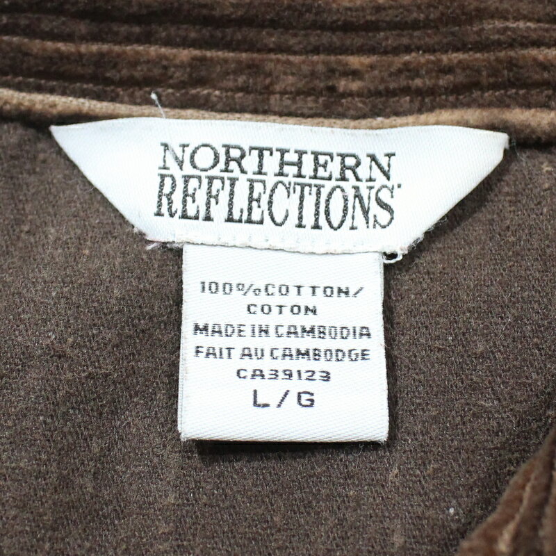 00s 太畝コーデュロイ フルジップ シャツ ジャケット 古着 ★ メンズ 表記Lサイズ ブラウン