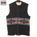 70s ヴィンテージ ペンドルトン PENDLETON ネイティブ柄 ボア リバーシブル ベスト 古着 ★ メンズ 表記XLサイズ ブラック