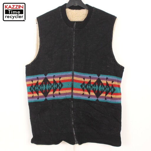 70s ヴィンテージ ペンドルトン PENDLETON ネイティブ柄 ボア リバーシブル ベスト 古着 ★ メンズ 表記XLサイズ ブラック 70s ヴィンテージ ペンドルトン PENDLETON ネイティブ柄 ボア リバーシブル ベスト 古着 ★ メンズ 表記XLサイズ ブラック