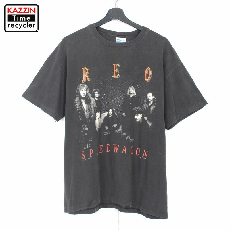 90s USA製 ヴィンテージ ヘインズ Hanes レオスピードワゴン REO Speedwagon FALL TOUR 1990 バンドTシャツ 古着 ★ メンズ 表記Lサイズ ブラック