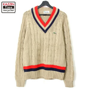 70s ヴィンテージ アイゾッド ラコステ IZOD LACOSTE アクリル チルデン ニットセーター 古着 ★ メンズ 表記Mサイズ モカ