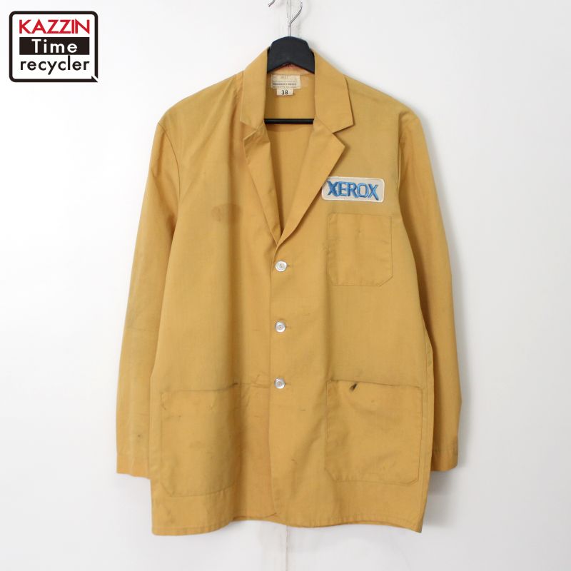 P5倍! 70s ヴィンテージ ワーク ジャケット 古着 ★ メンズ 表記38サイズ イエロー