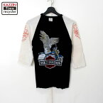 80s ヴィンテージ ハーレーダビッドソン HARLEY DAVIDSON 袖プリント入り ラグランスリーブTシャツ 古着 ★ メンズ 表記Sサイズ ブラック・ホワイト