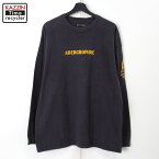 90s ヴィンテージ アバクロンビー&フィッチ Abercrombie & Fitch 袖プリント 長袖Tシャツ 古着 ★ メンズ 表記XLサイズ ブラック