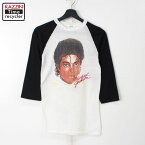 80s ヴィンテージ マイケルジャクソン Michael Jackson ラグラン バンドTシャツ 古着 ★ メンズ 表記Sサイズ ホワイト