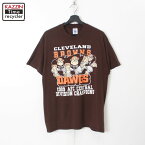 80s USA製 NFL ヴィンテージ クリーブランド・ブラウンズ LOGO7 半袖Tシャツ 古着 ★ メンズ 表記XLサイズ ブラウン