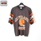 80s USA製 NFL ヴィンテージ クリーブランド・ブラウンズ LOGO7 フットボールTシャツ 古着 ★ メンズ 表記Mサイズ ブラウン