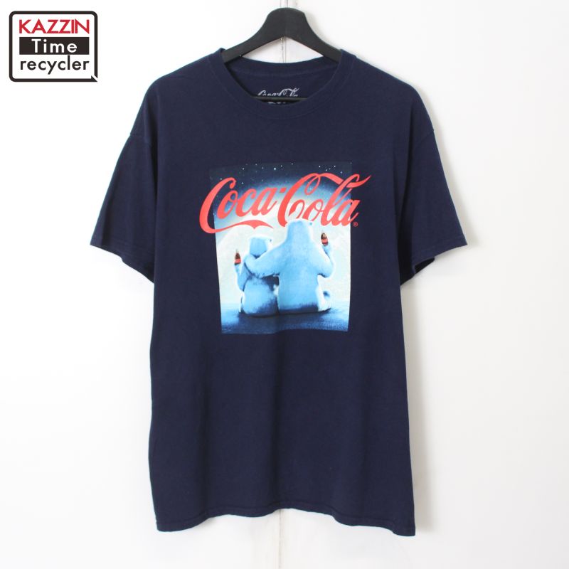 P10倍! 00s CocaCola コカ・コーラ 半袖Tシャツ 古着 ★ メンズ 表記Lサイズ ネイビー