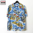 【240501】60年代 ヴィンテージ vintage ハワイアンシャツ ライトブルー 中古品 USED #L アメカジ vtg5