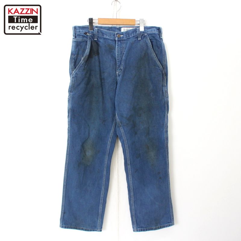 00s カーハート Carhartt FR デニム ペインターパンツ 古着 ★ メンズ XLサイズ相当 ビッグサイズ オーバーサイズ ブルー