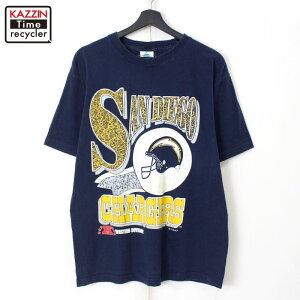 エントリーでP10倍! 90s NFL ヴィンテージ ロサンゼルス・チャージャーズ 半袖Tシャツ 古着 ★ メンズ 表記Lサイズ ネイビー
