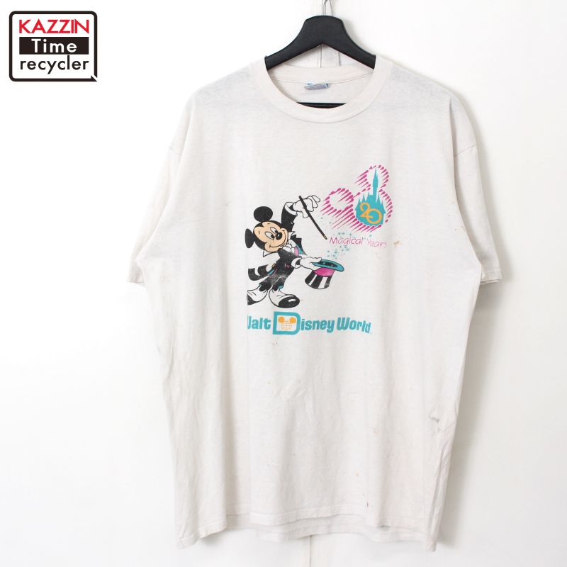 90s USA製 ヴィンテージ ディズニー Disney ミッキーマウス Mickey Mouse 半袖Tシャツ 古着 ★ メンズ 表記XLサイズ ホワイト