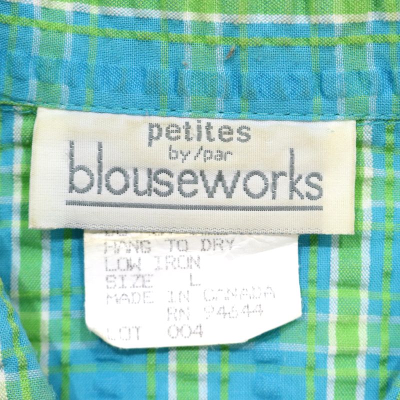 80s ヴィンテージ チェック柄 シアサッカー ジャケット 古着 ★ メンズ 表記Lサイズ ライトブルー・グリーン