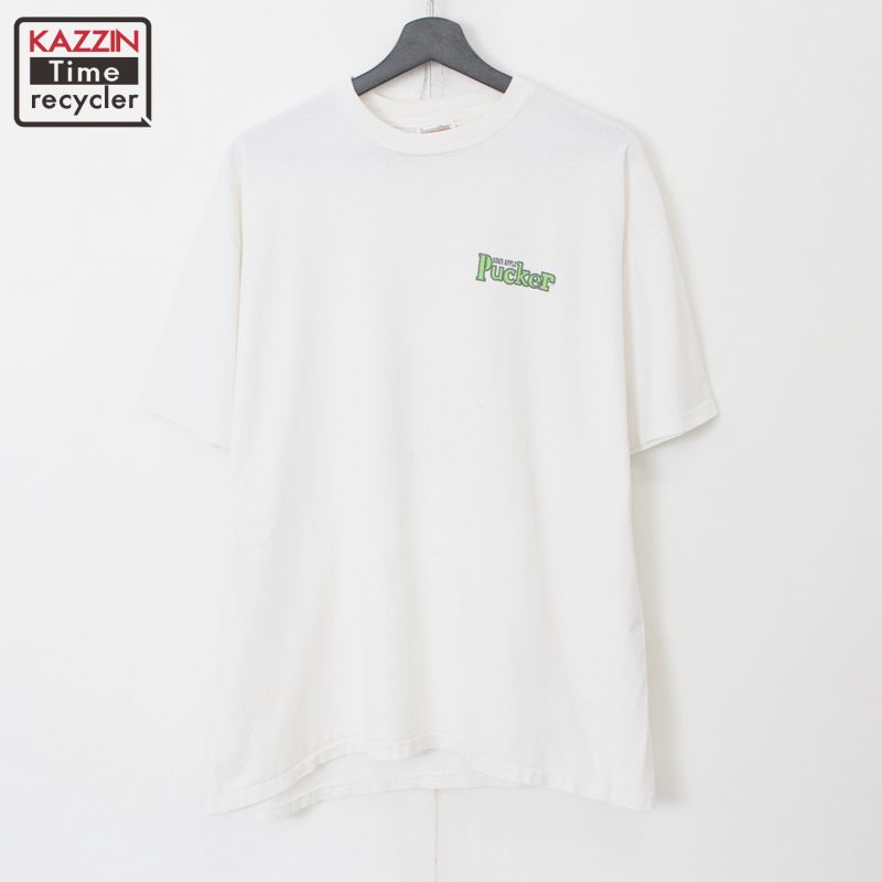 90s ヴィンテージ ONEITA デカイパー・サワーアップルパッカー 半袖Tシャツ 古着 ★ メンズ 表記XLサイズ ホワイト