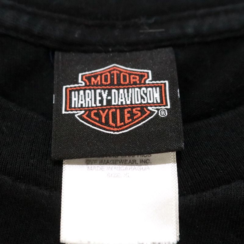 00s ハーレーダビッドソン HARLEY DAVIDSON スカル イーグル 半袖Tシャツ 古着 ★ メンズ 表記XLサイズ ブラック