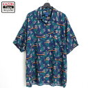 【240612】90年代 ヴィンテージ vintage ハワイアンシャツ タウンクラフト ネイビー 中古品 USED #XL アメカジ 開襟