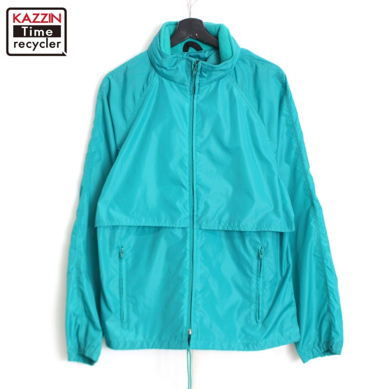 P5倍! 80s ヴィンテージ エディー・バウアー Eddie Bauer 黒タグ フルジップ ナイロンジャケット 古着 ★ メンズ 表記Sサイズ エメラルドグリーン