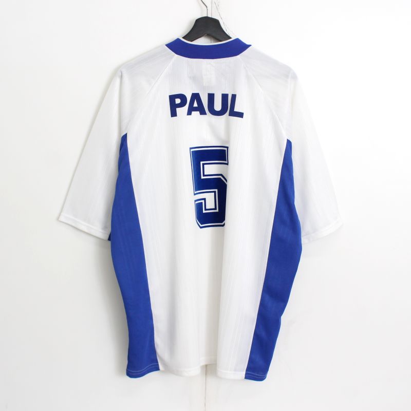 90s ヴィンテージ アディダス adidas 2トーン サッカーシャツ ゲームジャージ ユニフォーム 古着 ★ メンズ 表記XLサイズ ホワイト・ブルー