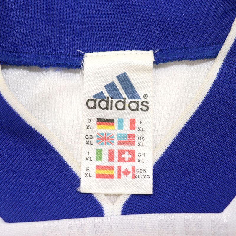 90s ヴィンテージ アディダス adidas 2トーン サッカーシャツ ゲームジャージ ユニフォーム 古着 ★ メンズ 表記XLサイズ ホワイト・ブルー