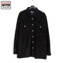 00s Common Man 無地 太畝 コーデュロイ 長袖シャツ 古着 ★ メンズ 表記Lサイズ ブラック(4)