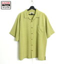 00s トミーバハマ Tommy Bahama チェック柄 オープンカラー ボックスシルエット 半袖シャツ 古着 ★ メンズ 表記Lサイズ グリーン(4)