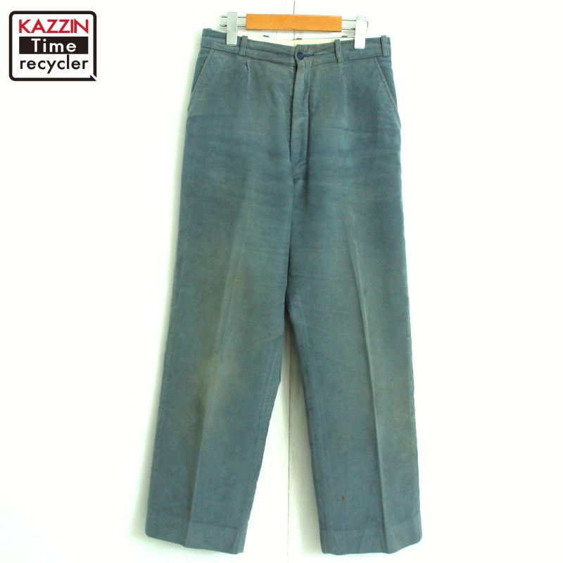 P5倍! 80s イギリス製 ヴィンテージ オービス ORVIS スウェード コットン パンツ 古着 ★ メンズ ~XSサイズ相当 ブルー