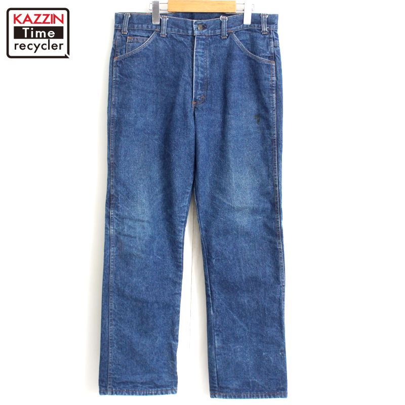 70s USA製 ヴィンテージ 裏地ネル ブーツカット デニムパンツ 古着 ★ メンズ 表記36×32サイズ ブルー