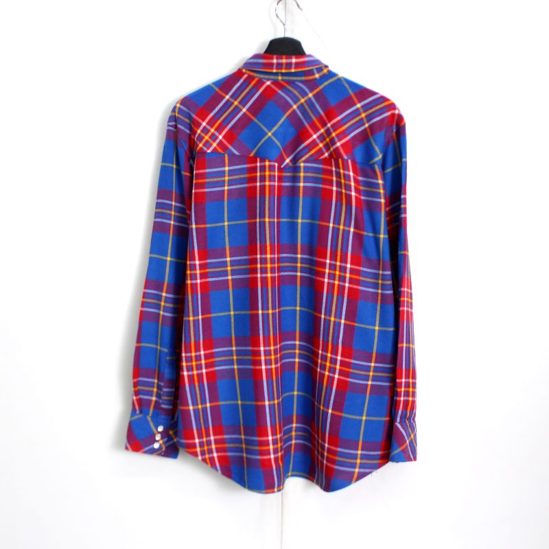 80s ヴィンテージ CREATLAND チェック柄 ウエスタンシャツ 古着 ★ メンズ 表記Lサイズ ブルー・マルチカラー