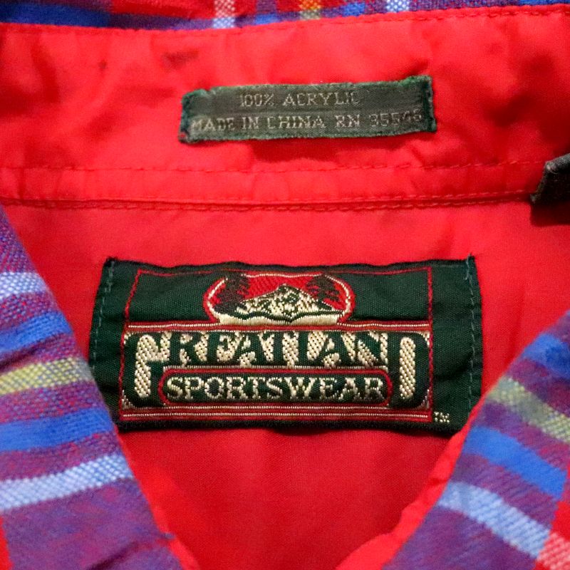 80s ヴィンテージ CREATLAND チェック柄 ウエスタンシャツ 古着 ★ メンズ 表記Lサイズ ブルー・マルチカラー