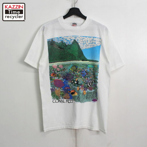 90s USA製 ヴィンテージ ONEITA アート アニマル 半袖Tシャツ 古着 ★ メンズ 表記Lサイズ ホワイト 90s USA製 ヴィンテージ ONEITA アート アニマル 半袖Tシャツ 古着 ★ メンズ 表記Lサイズ ホワイト