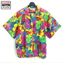 P10倍! 80s USA製 ヴィンテージ HARBOUR CASUALS ボタニカル柄 レディース オープンカラー アロハシャツ 古着 ★ メンズ XLサイズ相当 ビッグサイズ オーバーサイズ マルチカラー(4)