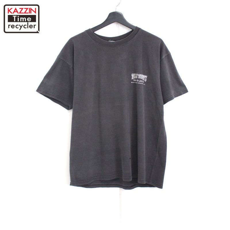 00s 胸プリント モーターサイクル デイトナビーチ 半袖Tシャツ 古着 ★ メンズ 表記Lサイズ ブラック