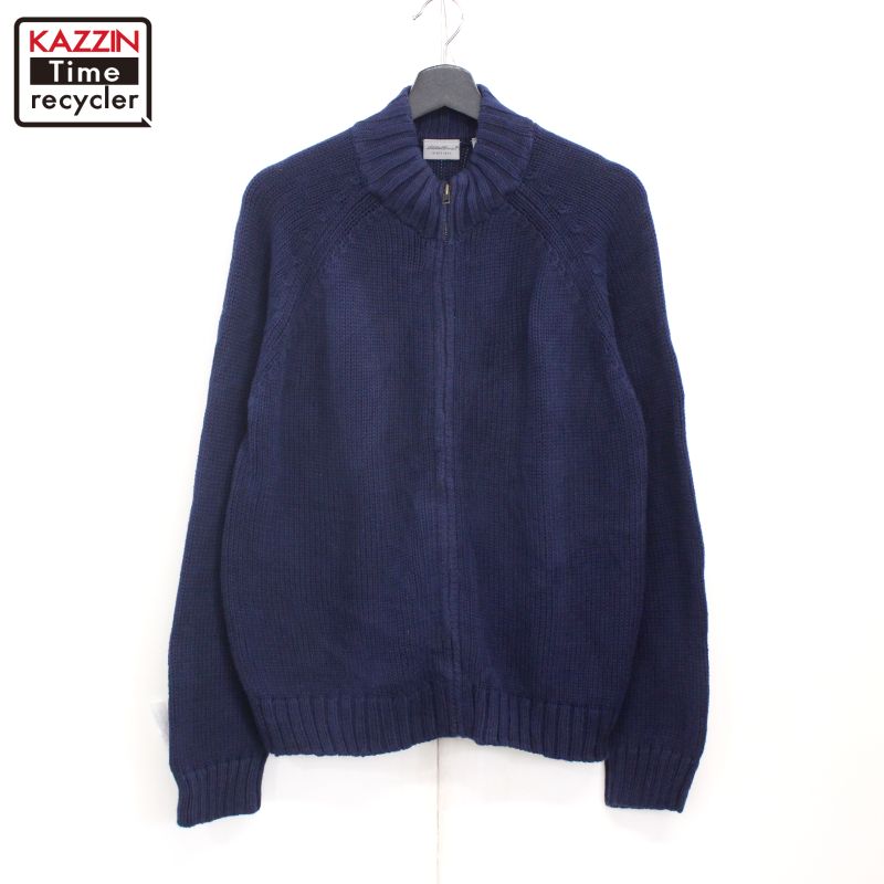 楽天Vintage古着屋 KAZZINTimerecycler00s エディー・バウアー Eddie Bauer 無地 ラグラン コットン ドライバーズ ニットセーター 古着 ★ レディース 表記Mサイズ ネイビー
