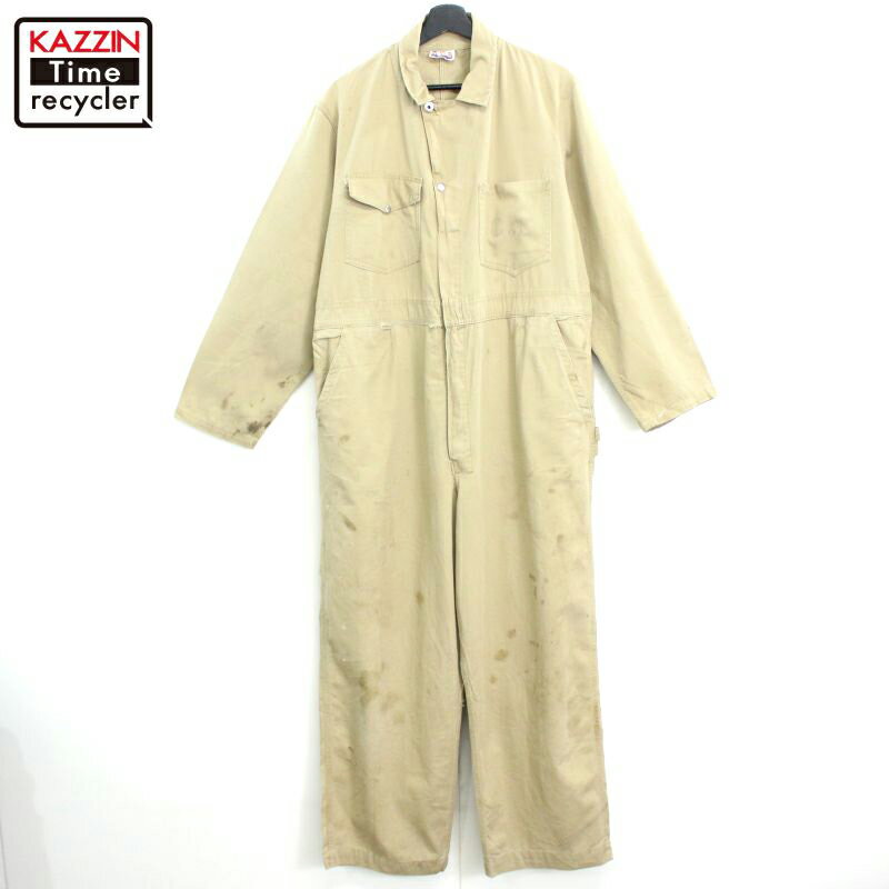60s ヴィンテージ BEACON UNIFORM つなぎ 古着 ★ メンズ 表記42サイズ ベージュ